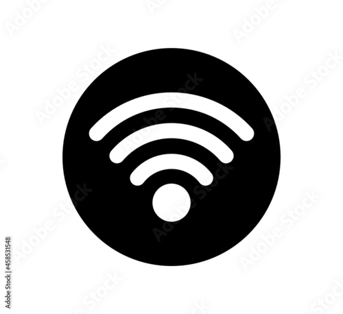 Free wifi zone black icon. Wi-fi black vector free. Illustration on white background free wifi sticker, free wi-fi icon, free wi fi label sign.