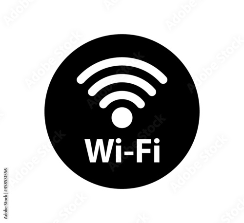 Free wifi zone black icon. Wi-fi black vector free. Illustration on white background free wifi sticker, free wi-fi icon, free wi fi label sign.