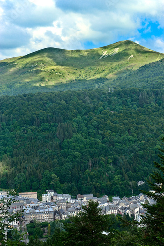View of Le Mont-Dore,Auvergne village,Puy-de-Dome,in the Auvergne volcanoes regional park