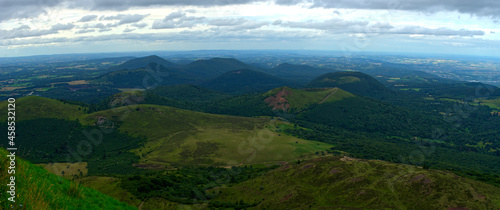 panoramic of the chain of Puys (volcanoes) of Puy-de-Dôme, view of the Panoramique des Dômes