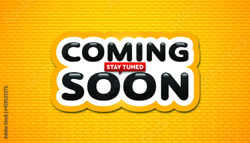 Coming soon with brick wall background template.