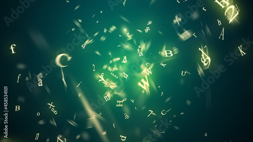 3d space with flying letters and numbers