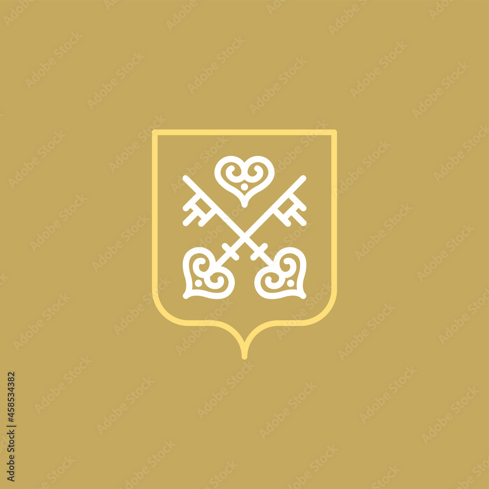vector classic heraldic key logo on background vector classic heraldic key logo on background
