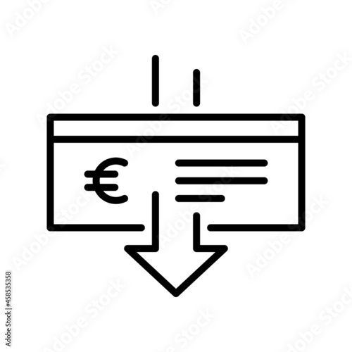 Paycheck Logo outline icon. Banking checkbook template or cheque book and financial transfers