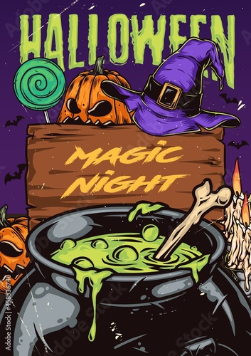 Halloween colorful vintage poster