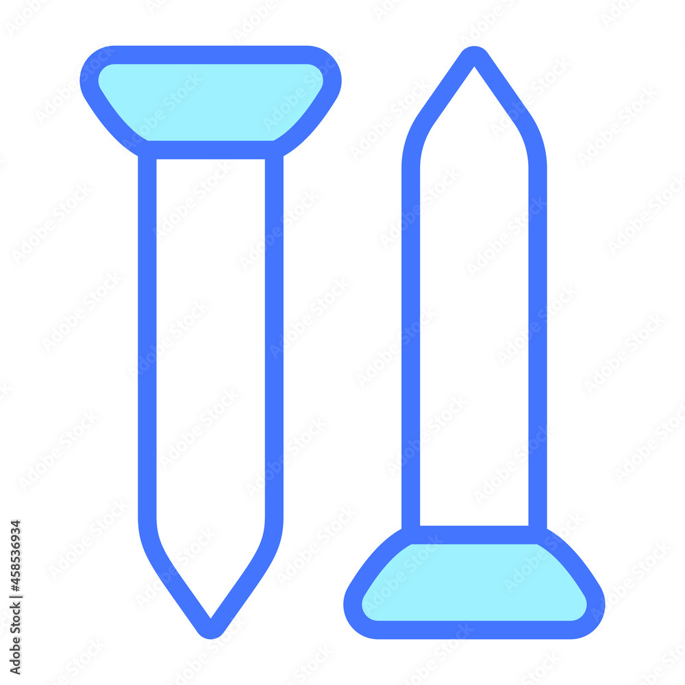 nails vector outline icon, blue line vector design nails vector outline icon, blue line vector design