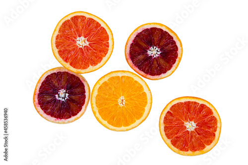 orange and grapefruit isolated on white