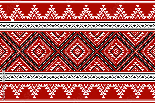 Geometric ethnic oriental seamless pattern traditional Design for background,carpet,wallpaper.clothing,wrapping,Batik fabric,Vector illustration.embroidery style - Sadu, sadou, sadow or sado