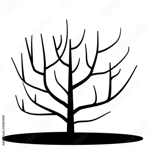 vector illustration set Dry bare tree silhouette with no living leaves. Dead wood. Hand drawn damaged environment. isolated on a white background