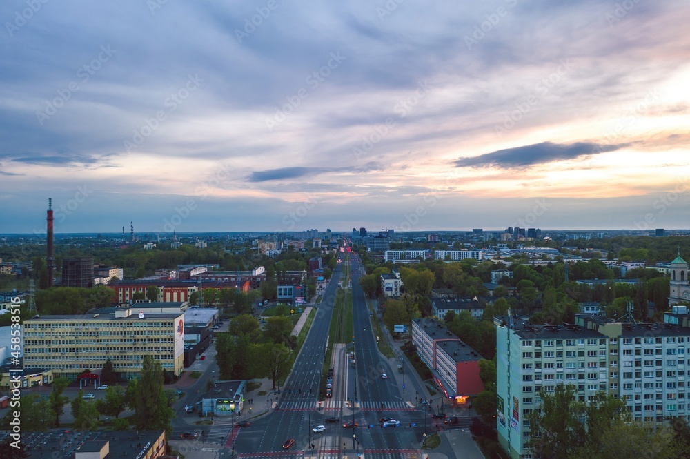 Aerial view of Widzew district in Lodz, Poland