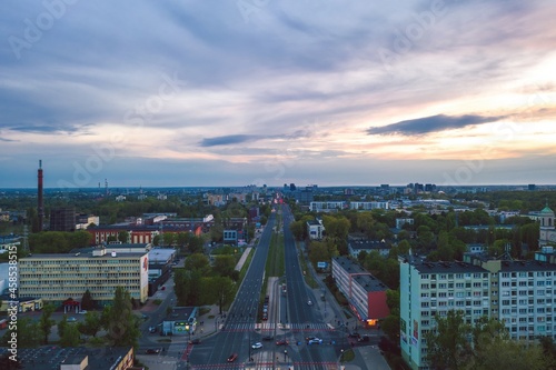 Obraz na płótnie Aerial view of Widzew district in Lodz, Poland w salonie