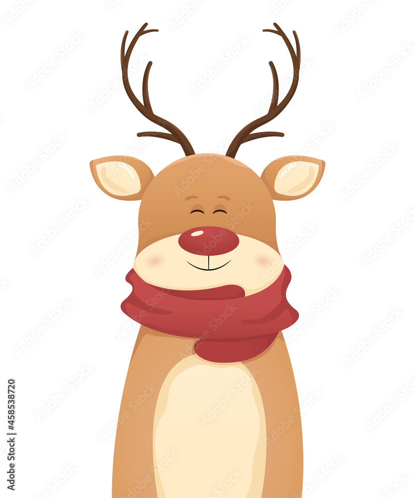 Fototapeta premium Christmas deer, vector illustration on white background