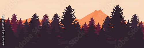 forest landscape vector illustration good for backdrop, wallpaper, background, banner, and design template © FahrizalNurMuhammad