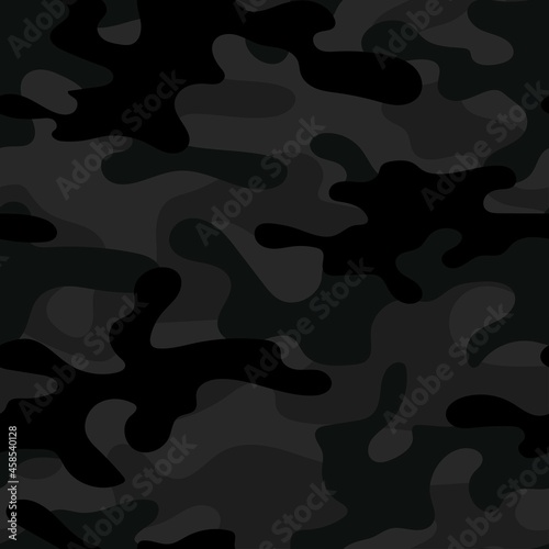 Camouflage dark texture seamless. Abstract military camouflage background for fabric. Vector illustration