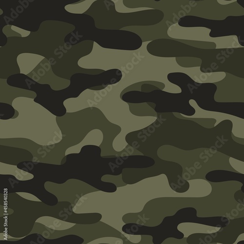 Camouflage green texture seamless. Abstract military camouflage background for fabric. Vector illustration