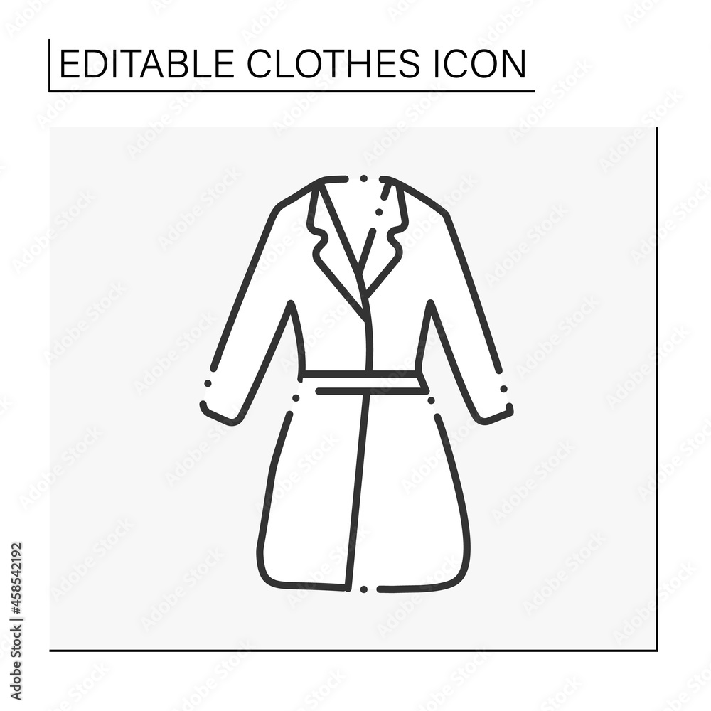 Fashion line icon. Casual trench. Fashionable outerwear for cold weather.Clothes concept. Isolated vector illustration. Editable stroke Fashion line icon. Casual trench. Fashionable outerwear for cold weather.Clothes concept. Isolated vector illustration. Editable stroke