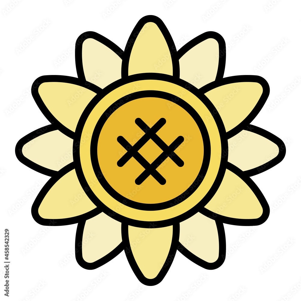 Fototapeta premium Sunflower with rounded petals icon. Outline sunflower with rounded petals vector icon color flat isolated