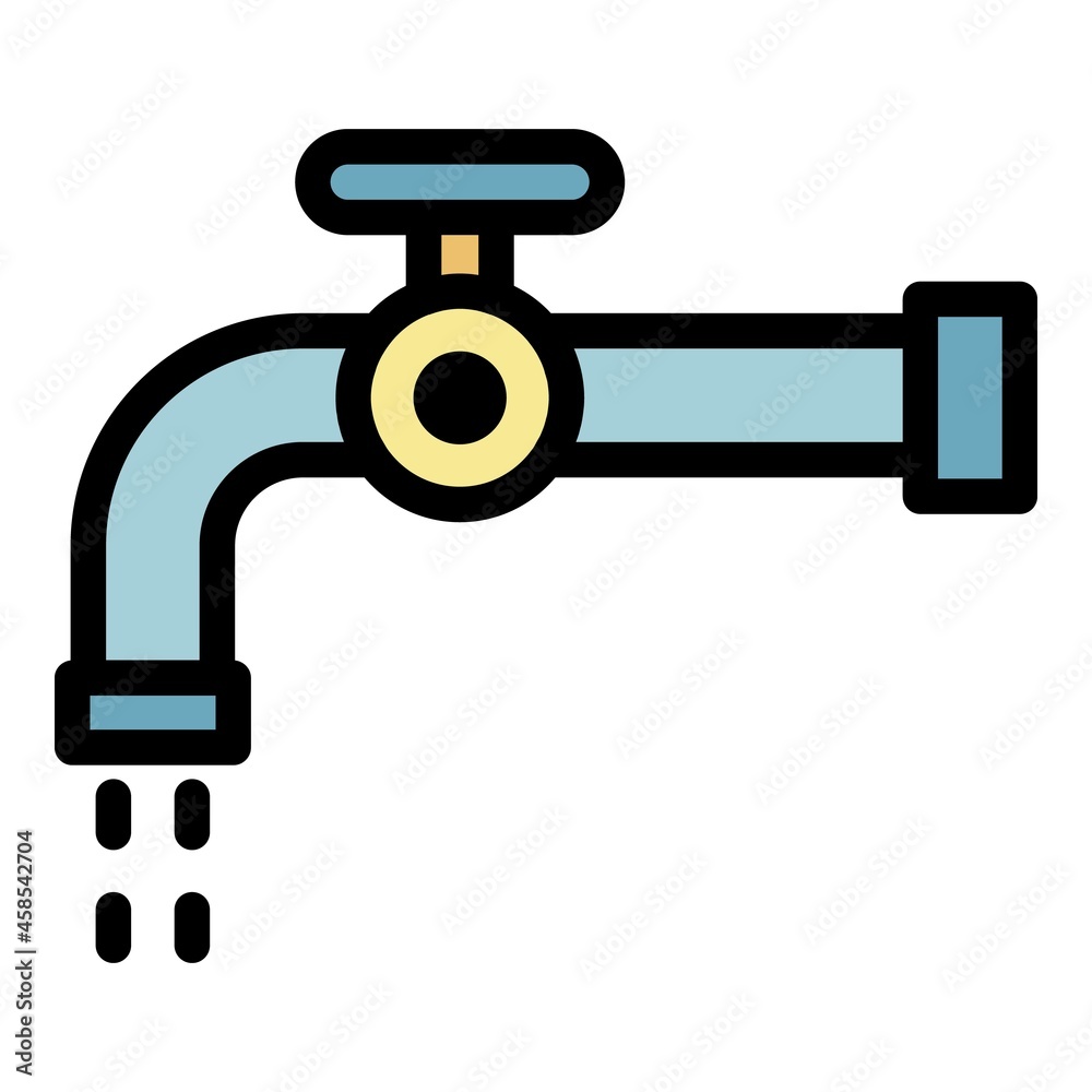 Water tap icon. Outline water tap vector icon color flat isolated Water tap icon. Outline water tap vector icon color flat isolated