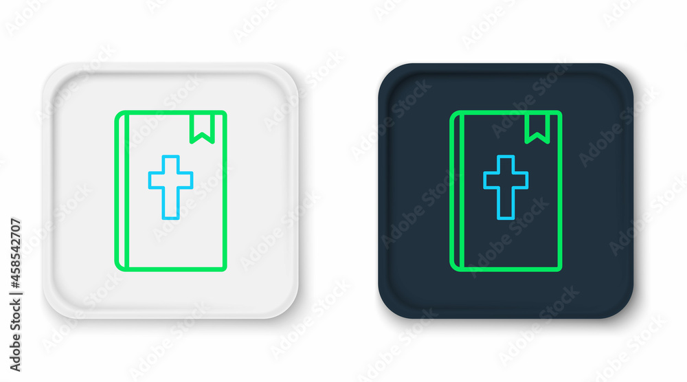 Line Holy bible book icon isolated on white background. Colorful outline concept. Vector