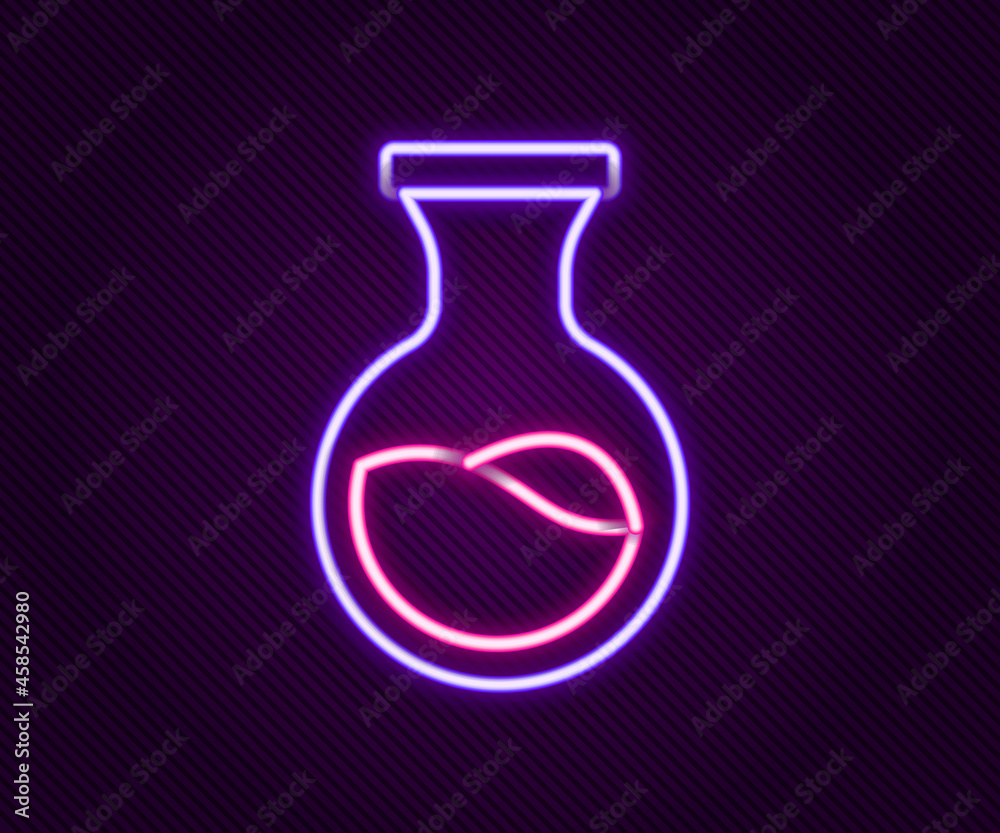 Glowing neon line Test tube and flask chemical laboratory test icon isolated on black background. Laboratory glassware sign. Colorful outline concept. Vector Glowing neon line Test tube and flask chemical laboratory test icon isolated on black background. Laboratory glassware sign. Colorful outline concept. Vector