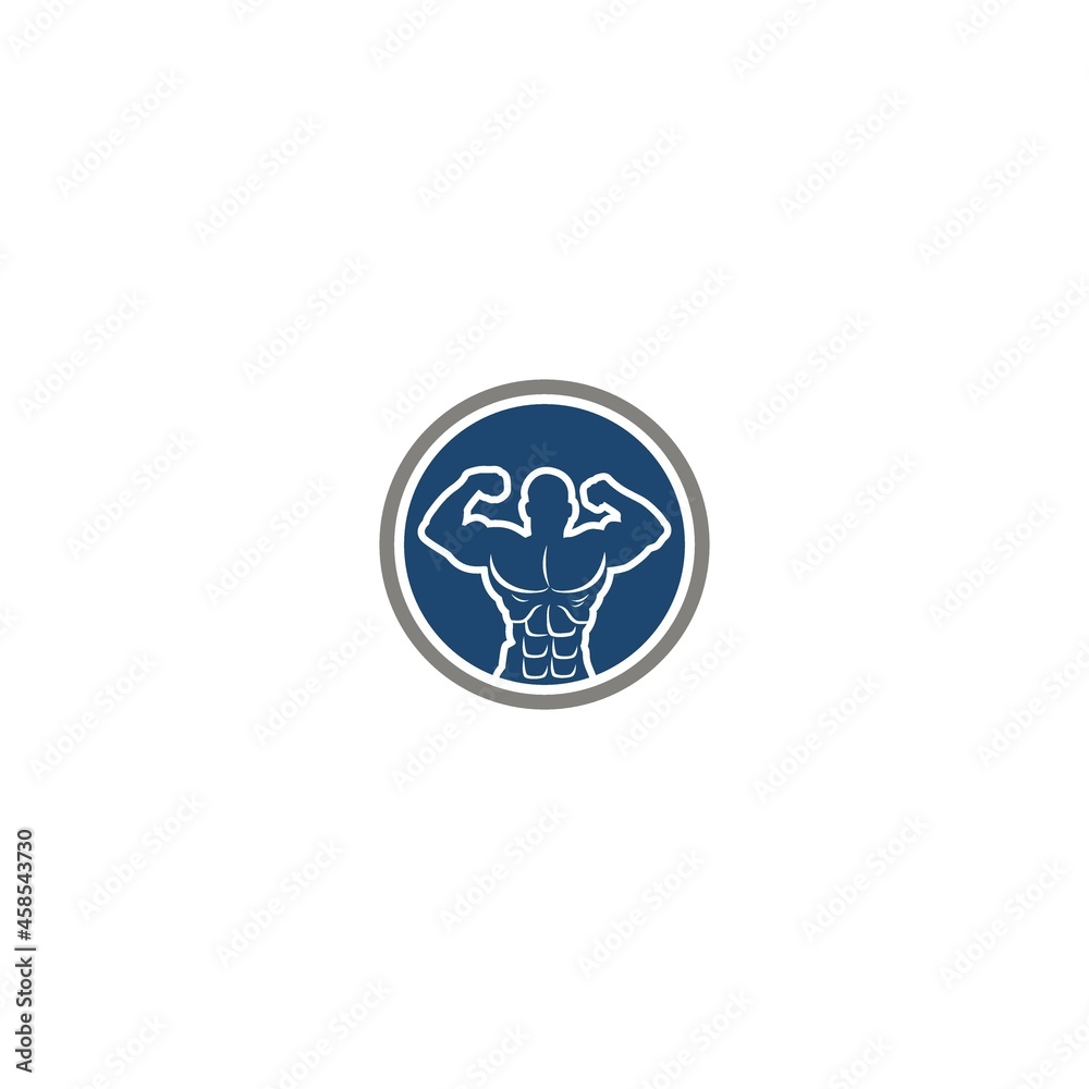 Muscular Man with Barbell LOGO ICON vector Muscular Man with Barbell LOGO ICON vector