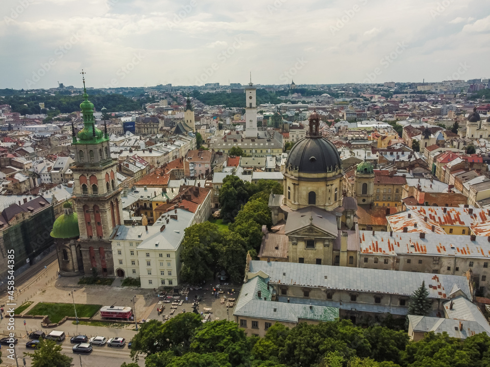Panorama old town Lviv city Ukraine
