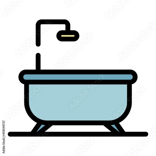 Bathtub icon. Outline bathtub vector icon color flat isolated