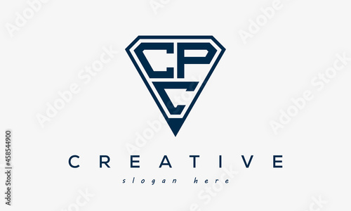 initial letters logo CPC black monogram diamond pentagon shape with tringle