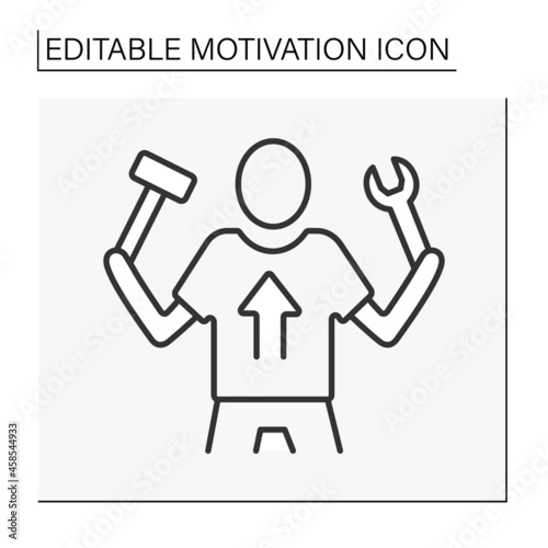 Work motivation line icon. Desire or willingness to make an effort to work.Motivation concept. Isolated vector illustration. Editable stroke