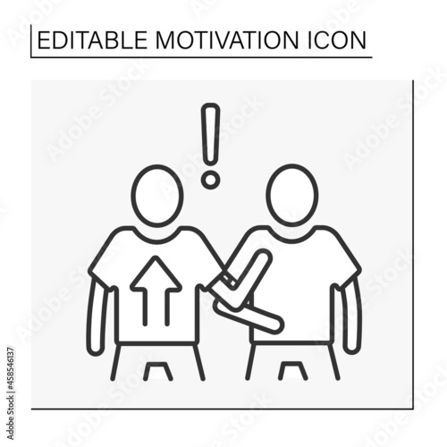 Attitude motivation line icon. Motivating people by influencing thoughts and behaviors. Motivation concept. Isolated vector illustration. Editable stroke