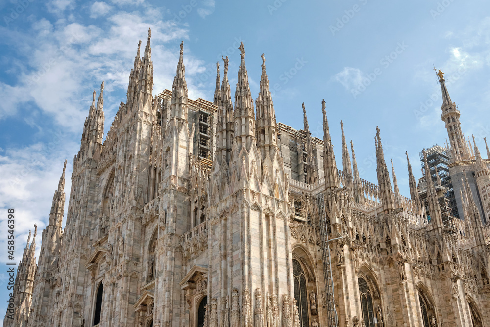 Facade of Cathedral Duomo in a sunny day, Milan - Lombardy ITALY.