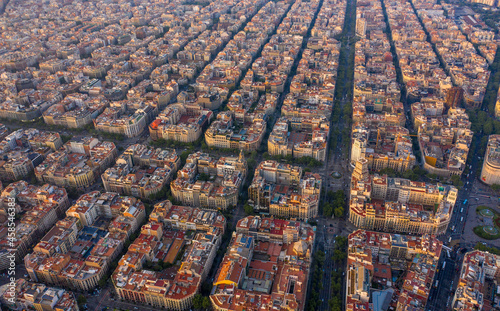 Barcelona City in the Early Evening in Spain