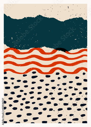 Abstract art vector poster. Vintage abstract geometric print for wall decorat...
