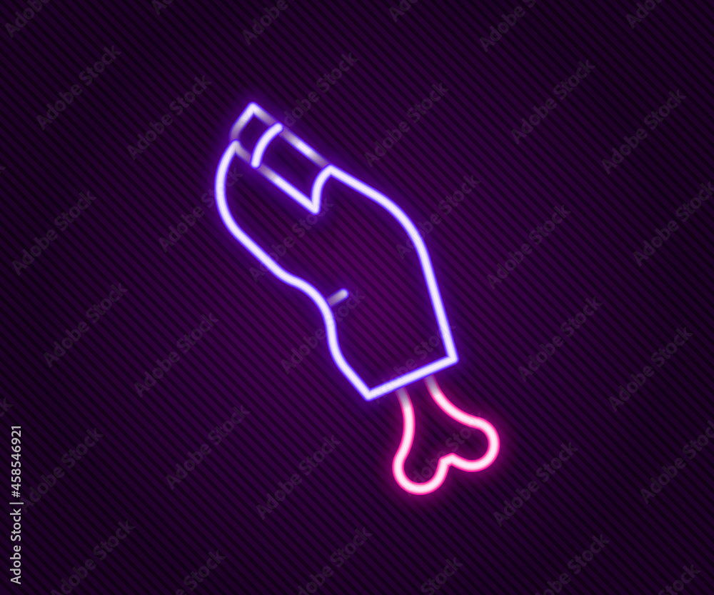 Glowing neon line Scary horrible zombie finger icon isolated on black background. Happy Halloween party. Colorful outline concept. Vector Glowing neon line Scary horrible zombie finger icon isolated on black background. Happy Halloween party. Colorful outline concept. Vector