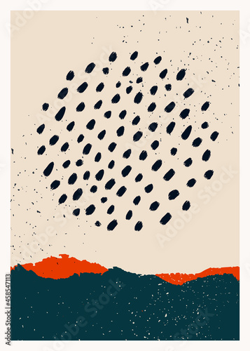 Abstract art vector poster. Vintage abstract geometric print for wall decorat...
