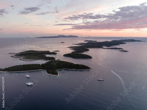 The Archipelago of Hvar in Croatia at Sunset