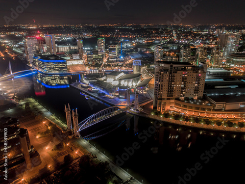 Media City Television Studios in Manchester UK at Night