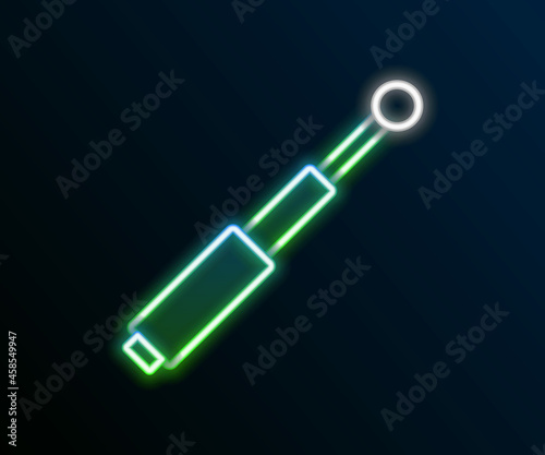 Glowing neon line Telescopic baton icon isolated on black background. Colorful outline concept. Vector
