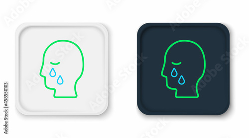 Line Man graves funeral sorrow icon isolated on white background. The emotion of grief, sadness, sorrow, death. Colorful outline concept. Vector