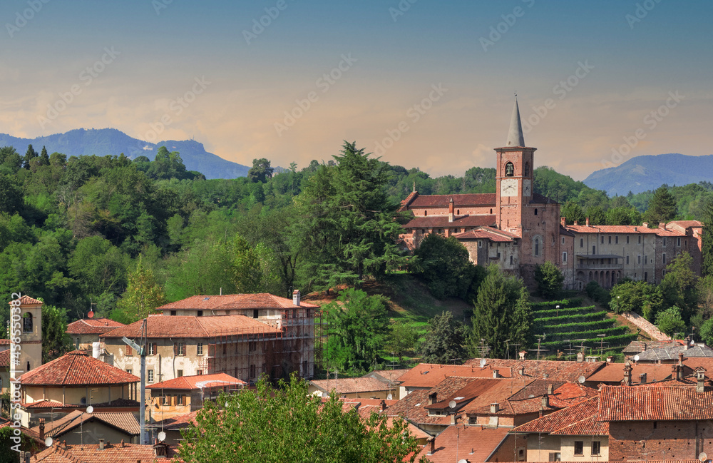 aerial view of ancient village in the woods.Castiglione Olona, Lombardy, Italy