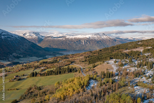 Mountains and Fjords in a Norwegian Landscape View