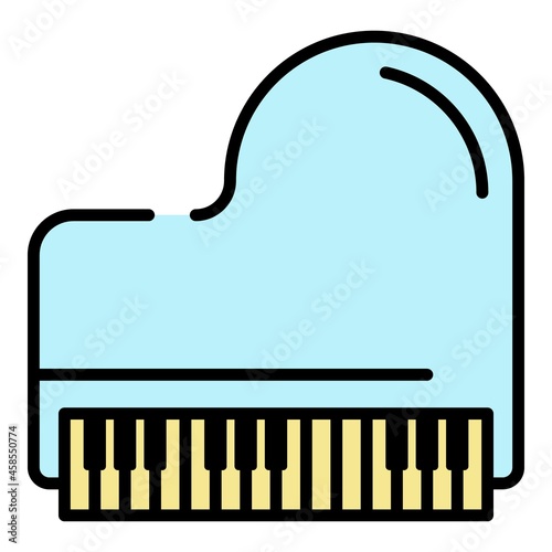 Retro grand piano icon. Outline retro grand piano vector icon color flat isolated