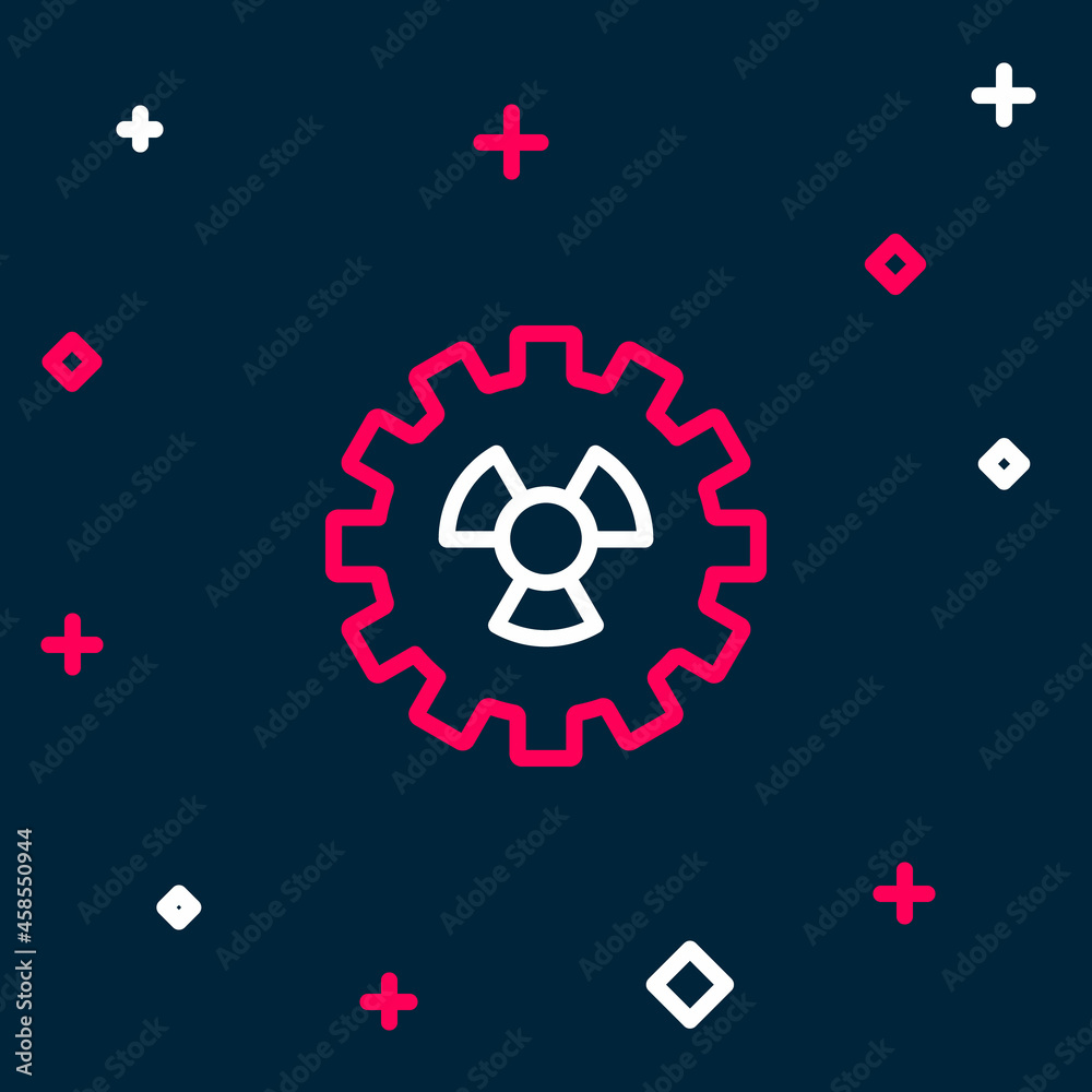 Line Radioactive icon isolated on blue background. Radioactive toxic symbol. Radiation hazard sign. Colorful outline concept. Vector Line Radioactive icon isolated on blue background. Radioactive toxic symbol. Radiation hazard sign. Colorful outline concept. Vector