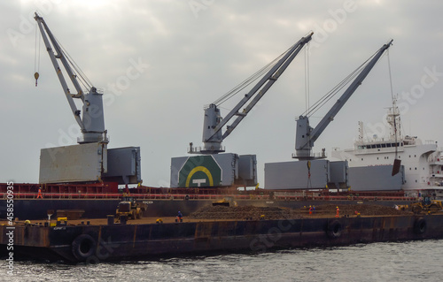 DIONYSUS Bulk Carrier ship during transshipment operation, on Guanabara bay, Rio de Janeiro