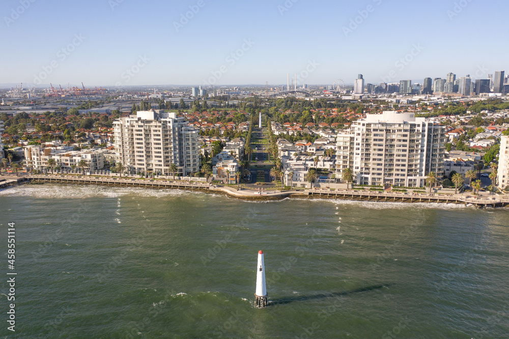 Port Melbourne an Affluent District of Australia with a Lighthouse Beacon