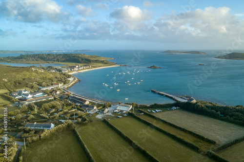 Aerial View Over the Scilly Isles Archipelago UK photo