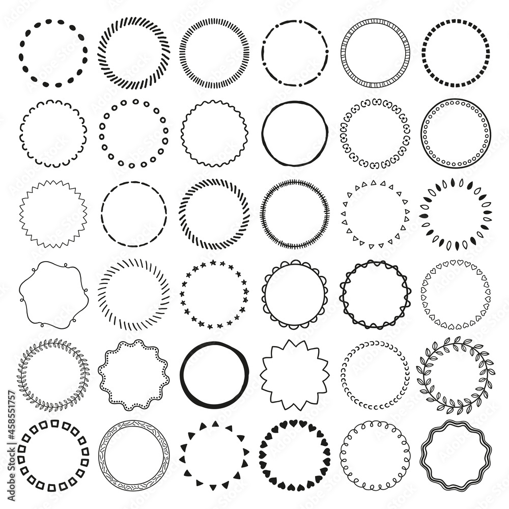 Hand drawn collection of wreaths.
