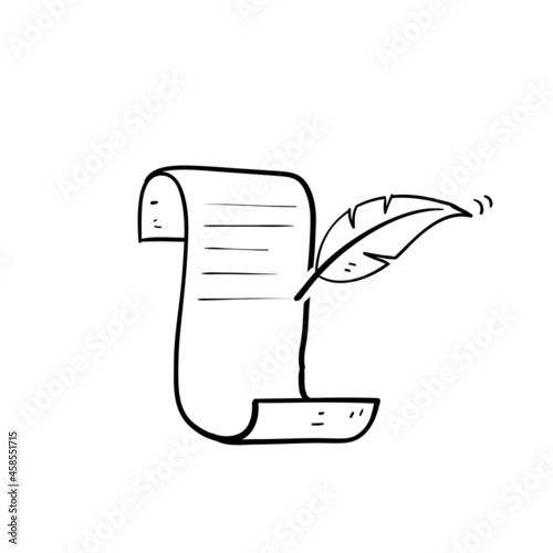 hand drawn doodle pen and paper writing icon symbol for copy writing illustration