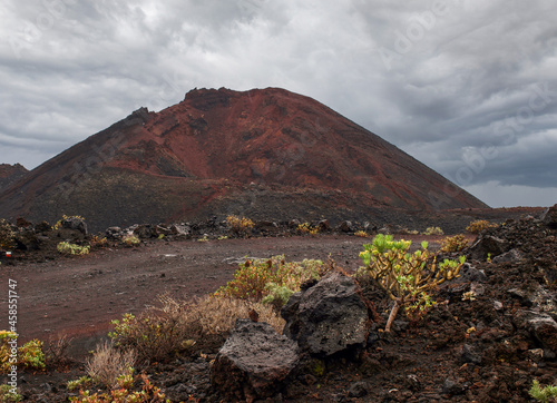 Der Vulkan "Umbra Vieja" auf La Palma im Oktober 2010, bei einer Wanderung im Regen.