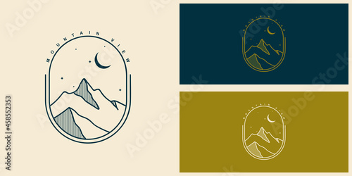 Mountain view logo vintage illustartion template design